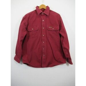 Carhartt Button Up Canvas Shirt Men Large Maroon S113 Workwear